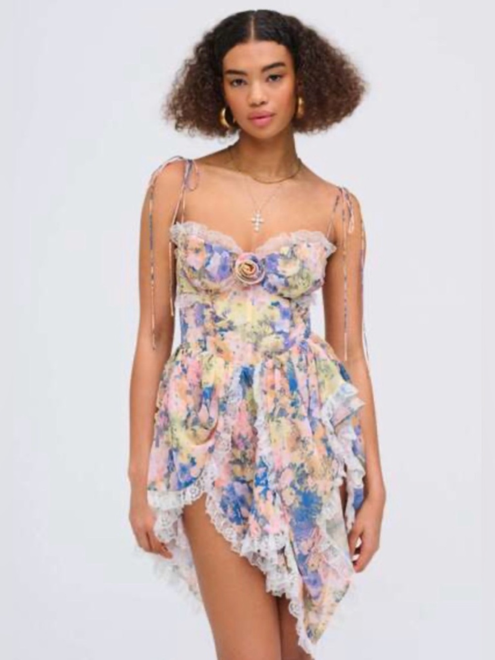 For Love & Lemons ELEA ASYMMETRICAL MINI DRESS XS NWOT